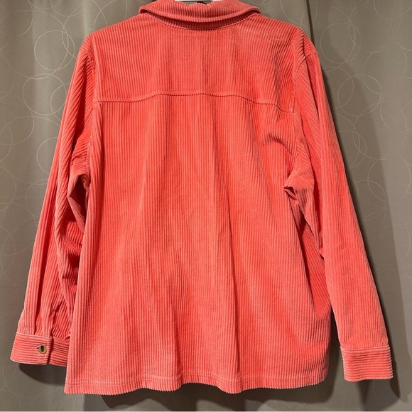Appleseeds Womens Coral Corduroy Size XL Stretch Wide Wale Shacket/Barn Jacket - Picture 3 of 3